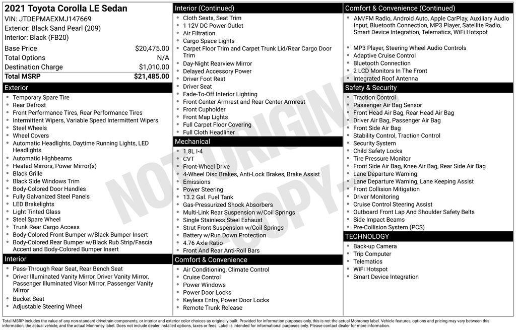 Toyota Corolla Le - Thumbnail 4