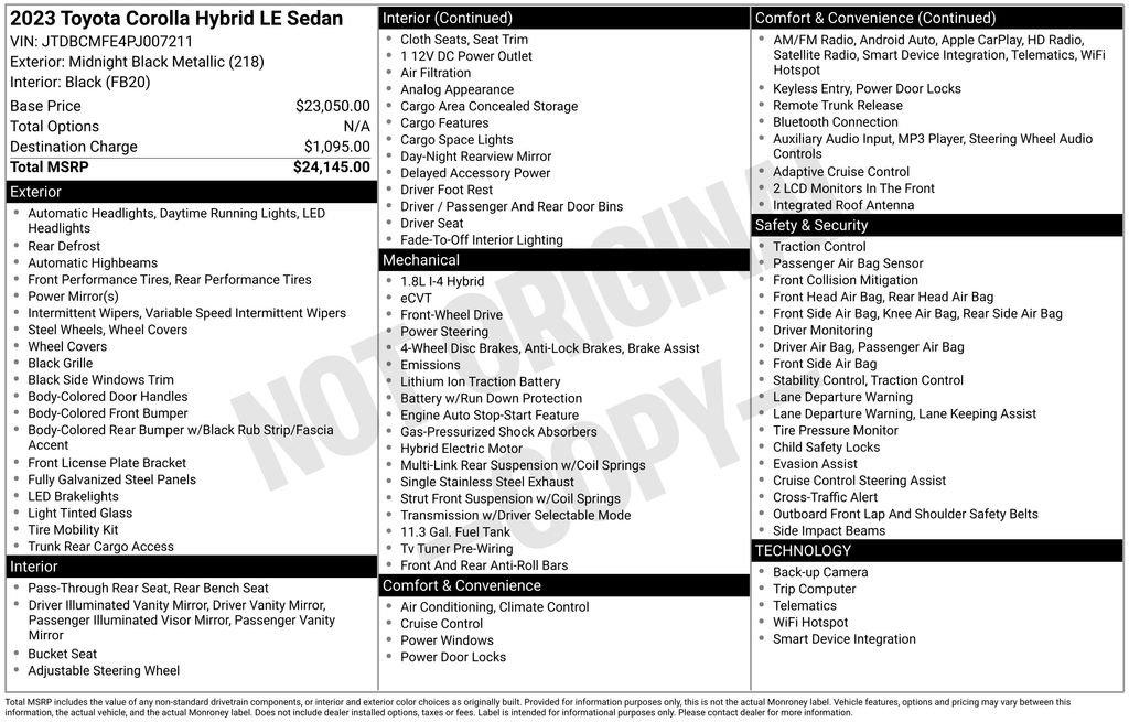 Toyota Corolla Hybrid Le - Thumbnail 4